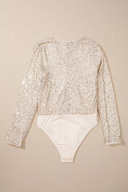 Sparkling Sequin Long-Sleeve Bodysuit