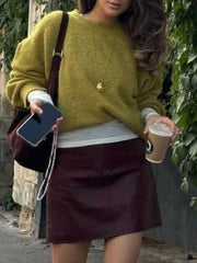 Round-Neck Drop-Shoulder Sweater