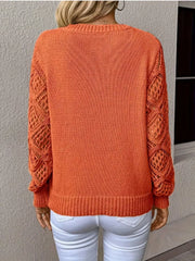 V-Neck Crochet Sleeve Sweater