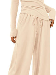Round-Neck Long-Sleeve Top and Pants Set