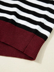 Striped Panels Colorblock Sleeve Sweater