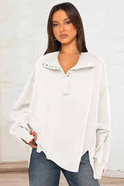 Exposed Seam Side Slit Long-Sleeve Sweatshirt