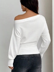 One-Shoulder Cropped Sweater