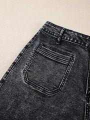 High-Waist Wide-Leg Washed Jeans