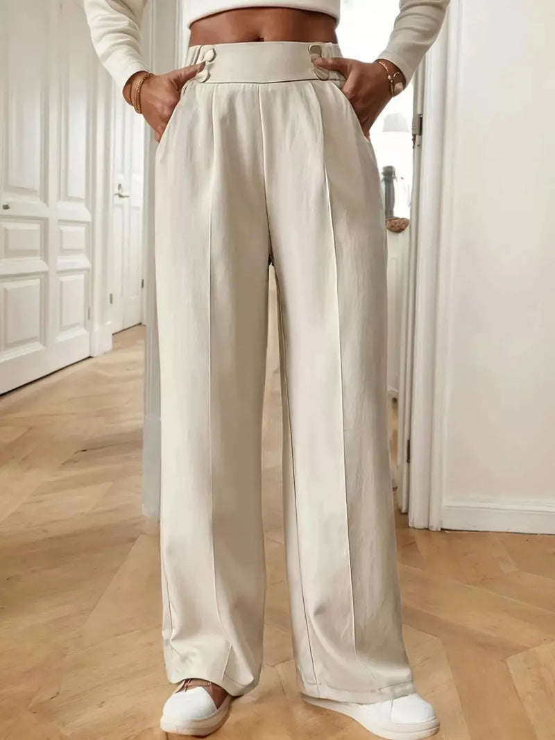Full Size High-Waisted Wide-Leg Pants Plus Size