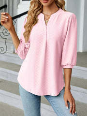 Notched 3/4-Sleeve Top
