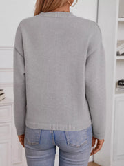 Notched Drop-Shoulder Sweater