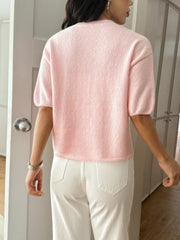 Ribbed Hem Round-Neck Sweater