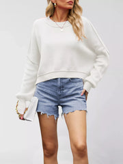 Round-Neck Drop-Shoulder Sweater