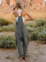 Sleeveless V-Neck Pocketed Jumpsuit - Plus Size