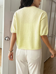 Ribbed Hem Round-Neck Sweater