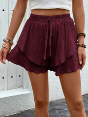 Tied Layered High-Waist Shorts