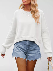 Round-Neck Drop-Shoulder Sweater
