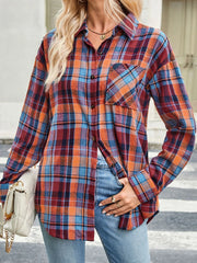 Plaid Button-Up Long-Sleeve Shirt