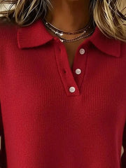 Button Detail Drop-Shoulder Sweater - Plus Size