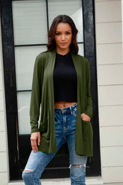 Open-Front Long-Sleeve Cardigan Pocketed - Plus Size