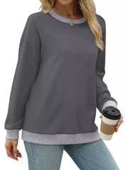 Contrast Trim Crew Neck Sweatshirt