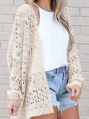 Openwork Open-Front Lightweight Cardigan