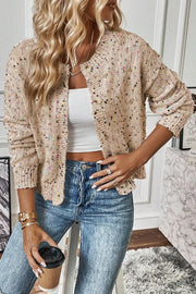 Confetti Button-Up Long-Sleeve Cardigan