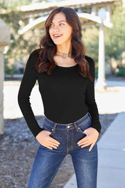 Round-Neck Long-Sleeve Bodysuit - Plus Size