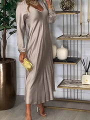 V-Neck Long-Sleeve Midi Dress - Plus Size