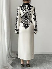 Slit Long-Sleeve Wrap Midi Dress