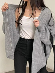 Open-Front Oversized Knit Cardigan