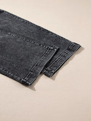 High-Waist Wide-Leg Washed Jeans