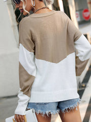 Color-Block V-Neck Sweater