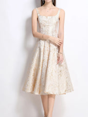 Floral A-Line Sleeveless Midi Dress
