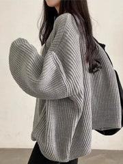 Open-Front Oversized Knit Cardigan