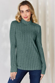 Ribbed Mock-Neck Long-Sleeve Tee - Plus Size