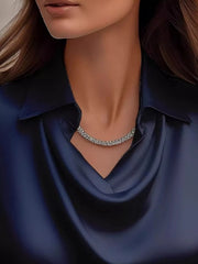 Satin Cowl Neck Long-Sleeve Blouse - Plus Size