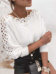 Lace Trim Long-Sleeve Sweater