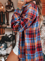 Plaid Button-Up Long-Sleeve Shirt