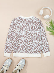 Leopard Drop-Shoulder Chunky Knitted Cardigan