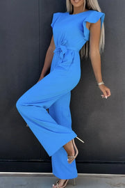 Round-Neck Cap Sleeve Jumpsuit