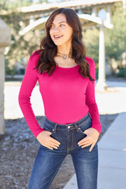 Round-Neck Long-Sleeve Bodysuit - Plus Size