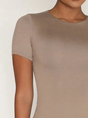 Round-Neck Short-Sleeve Swim Top