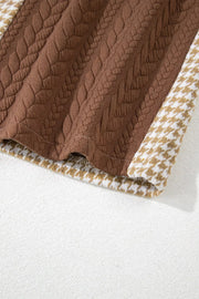 Button-Down Houndstooth Color-Block Shacket
