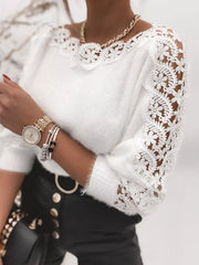 Lace Trim Long-Sleeve Sweater