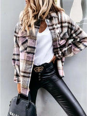 Plaid Button-Down Long-Sleeve Shacket