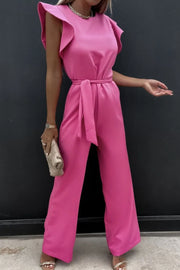 Round-Neck Cap Sleeve Jumpsuit