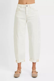 RISEN High-Rise Barrel Cropped Jeans - Plus Size