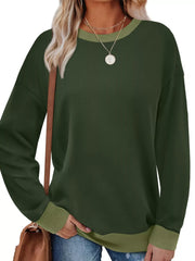 Contrast Trim Crew Neck Sweatshirt
