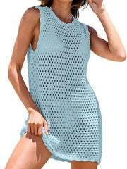 Color-Block Openwork Sleeveless Cutout Back Cover-Up