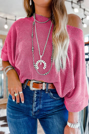 Rib-Knit Off-Shoulder Blouse