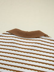 Stripe Collared Top and Drawstring Pant Set