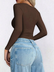 Scoop Neck Long-Sleeve Fitted Tee