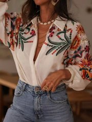 Floral Button-Up Long-Sleeve Shirt